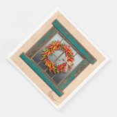 Southwest Chili Wreath on Rustic Blue Wood Window Servet (Hoek)