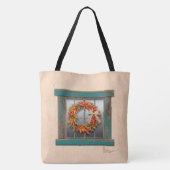 Southwest Chili Wreath on Rustic Blue Wood Window Tote Bag (Achterkant)