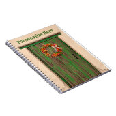 Southwest Chili Wreath on Rustic Green Wood Dep Notitieboek (Rechterzijde)