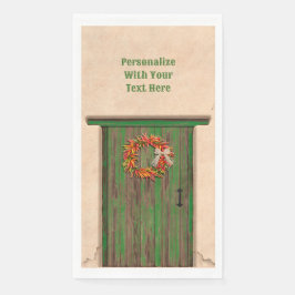 Southwest Chili Wreath on Rustic Green Wood Dep Servet