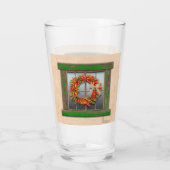 Southwest Chili Wreath on Rustic Green Wood Window Glas (Achterkant)