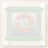 Southwest Chili Wreath on Rustic Green Wood Window Glazen Onderzetter (Achterkant)