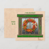 Southwest Chili Wreath on Rustic Green Wood Window Notitiekaartje (Voorkant / Achterkant)