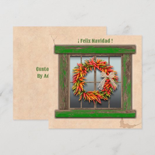 Southwest Chili Wreath on Rustic Green Wood Window Notitiekaartje (Voorkant / Achterkant)