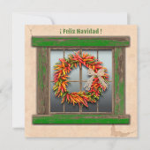 Southwest Chili Wreath on Rustic Green Wood Window Notitiekaartje (Voorkant)