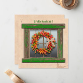 Southwest Chili Wreath on Rustic Green Wood Window Notitiekaartje