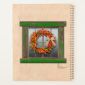 Southwest Chili Wreath on Rustic Green Wood Window Planner (Achterkant)