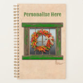 Southwest Chili Wreath on Rustic Green Wood Window Planner (Voorkant)