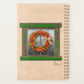 Southwest Chili Wreath on Rustic Green Wood Window Planner (Achterkant)