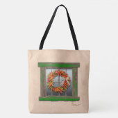 Southwest Chili Wreath on Rustic Green Wood Window Tote Bag (Voorkant)