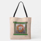 Southwest Chili Wreath on Rustic Green Wood Window Tote Bag (Achterkant)