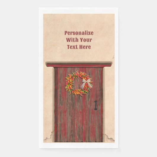 Southwest Chili Wreath on Rustic Red Wood Dep Servet (Voorkant)