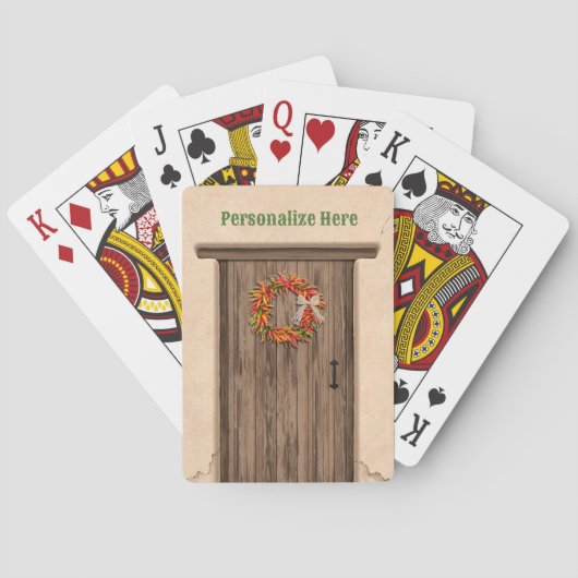 Southwest Chili Wreath on Rustic Wood door Pokerkaarten (Achterkant)