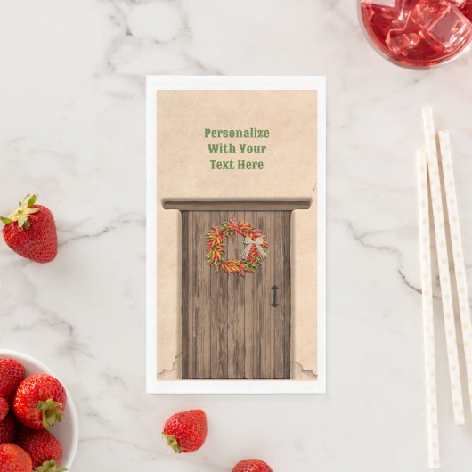 Southwest Chili Wreath on Rustic Wood door Servet (Insitu)