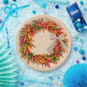 Southwest Chili Wreath on Rustic Wood Window Papieren Bordje (Feest)