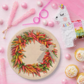 Southwest Chili Wreath on Rustic Wood Window Papieren Bordje (Feest)