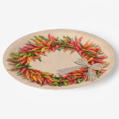 Southwest Chili Wreath on Rustic Wood Window Papieren Bordje (Gekanteld)