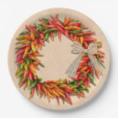 Southwest Chili Wreath on Rustic Wood Window Papieren Bordje (Voorkant)