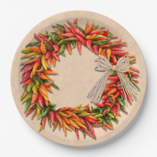 Southwest Chili Wreath on Rustic Wood Window Papieren Bordje (Voorkant)