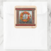 Southwest Chili Wreath on Rustic Wood Window Vierkante Sticker (Tas)