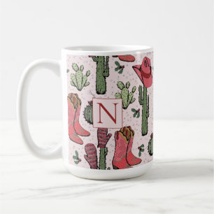 Southwest Christmas Cowgirl Red Monogram Koffiemok