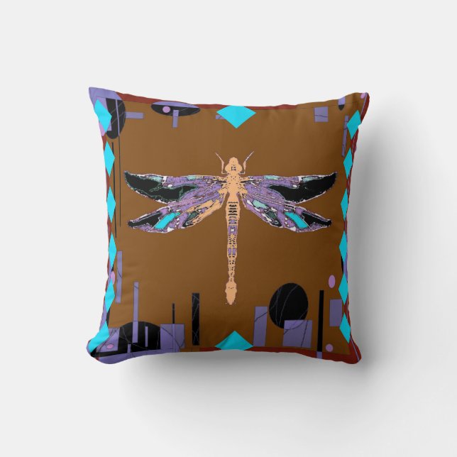 Southwest Coffee Brown Turquoise Pillow door Sharl Kussen (Voorkant)