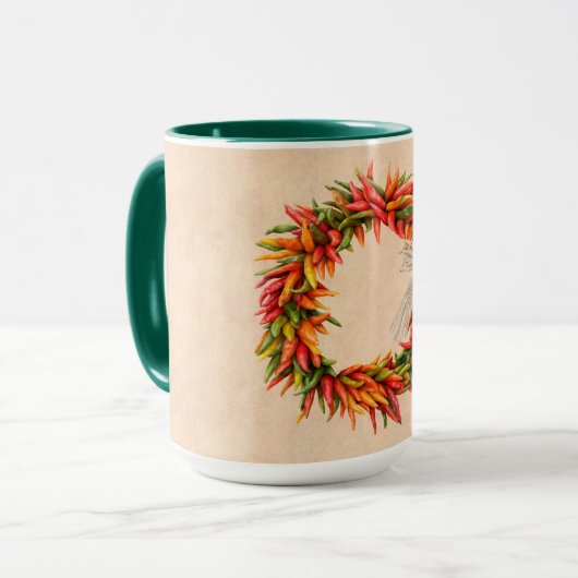 Southwest Colorful Festive Chile Ristra Wreath  Mok (Voorkant links)