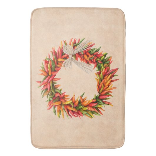 Southwest Colorful Rustic Chile Ristra Wreath  Badmat (Voorkant Verticaal)