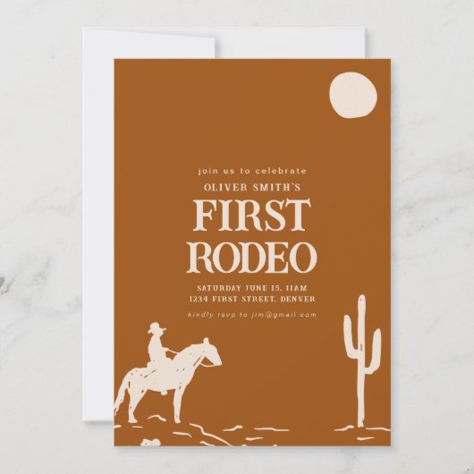 Southwest Cowboy Eerste Rodeo Verjaardagsfeestje U Kaart (Voorkant)