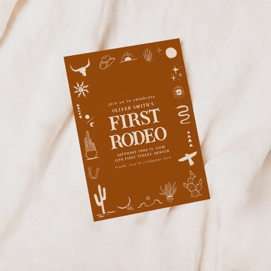 Southwest Cowboy Eerste Rodeo Verjaardagsfeestje U Kaart