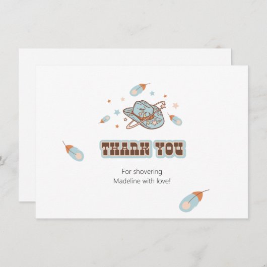 Southwest Cowboy Pet Birthday Blue Hartelijk dank Kaart (Voorkant / Achterkant)