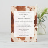 Southwest Cream Brown Cowhide Western Wedding Kaart (Staand voorkant)
