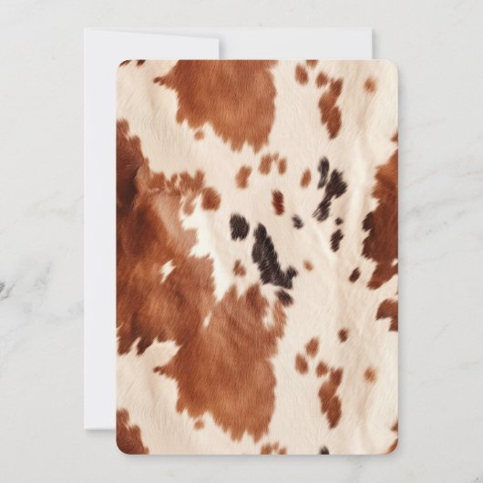 Southwest Cream Brown Cowhide Western Wedding Kaart (Achterkant)