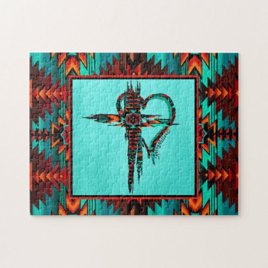 Southwest Cross & Heart Jigzaag Puzzle Legpuzzel (Horizontaal)