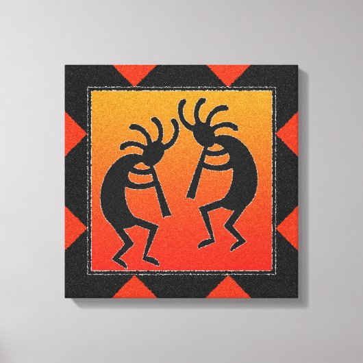Southwest Dancing Kokopelli Design Canvas Afdruk (Voorkant)