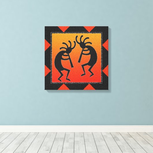 Southwest Dancing Kokopelli Design Canvas Afdruk (Insitu (Houten vloer))