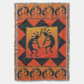 Southwest Dancing Kokopelli Design Deken (Voorkant Verticaal)