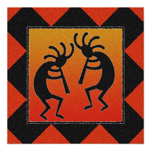 Southwest Dancing Kokopelli Design Poster (Voorkant)