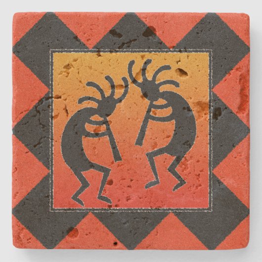 Southwest Dancing Kokopelli Design Stenen Onderzetter (Voorkant)