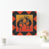 Southwest Dancing Kokopelli Design Vierkante Klok (Huis)