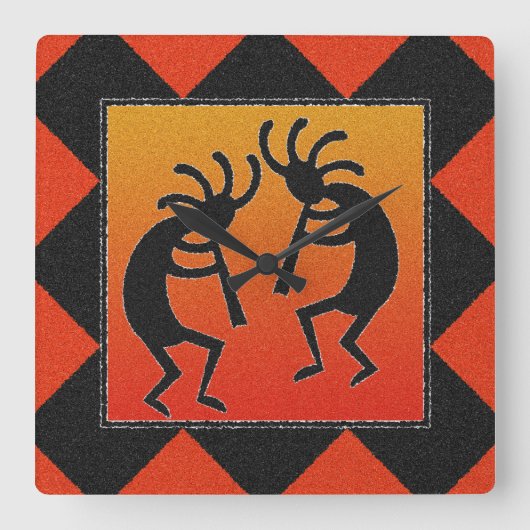 Southwest Dancing Kokopelli Design Vierkante Klok (Voorkant)