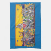 Southwest Desert Animal Rabbit Quail Coyote Sun Theedoek (Verticaal)