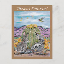 Southwest Desert Animal Wildlife Rabbit Cactus 