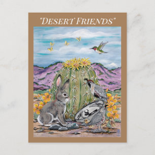 Southwest Desert Animal Wildlife Rabbit Cactus Briefkaart