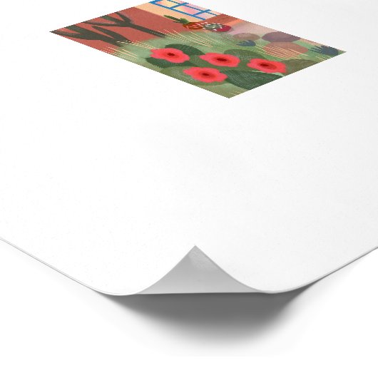 Southwest Desert Cactus Adobe House Grote Print (Hoek)