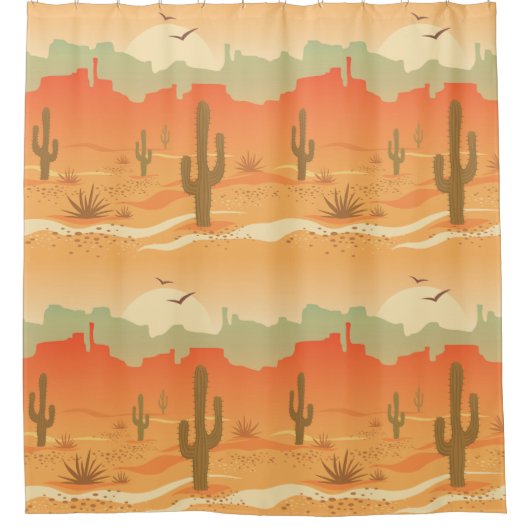 Southwest Desert Cactus Design Shower Curtain Douchegordijn (Voorkant)