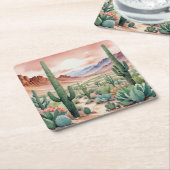 Southwest Desert Cactus Scene  Kartonnen Onderzetters (Schuin)