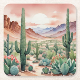Southwest Desert Cactus Scene  Kartonnen Onderzetters