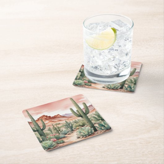 Southwest Desert Cactus Scene  Kartonnen Onderzetters (Insitu)