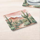Southwest Desert Cactus Scene  Kartonnen Onderzetters (Schuin)